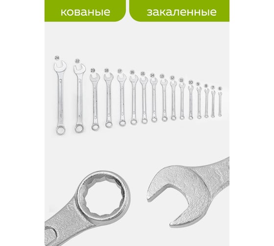 Набор ключей комбинированных ForsLine 16пр.(6-19,22,24мм)в пластиковом держателе FL-5161MP(54261)
