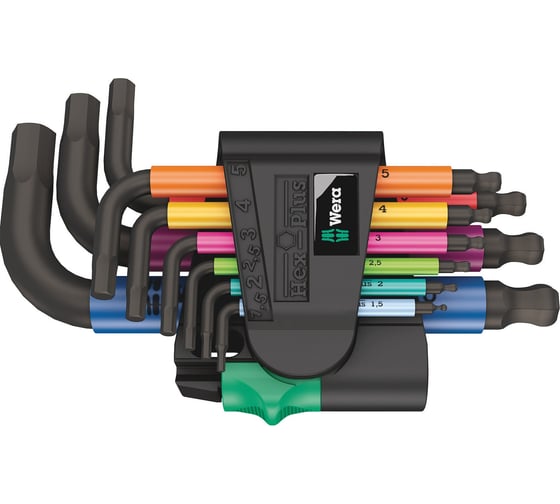 Набор Г-образных метрических ключей WERA 950/9 Hex-Plus Multicolour 2 BlackLaser WE-133164