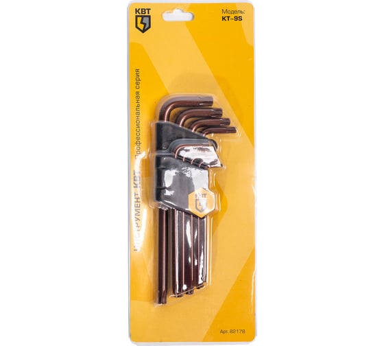 Набор ключей КВТ TORX КТ-9s Т10-Т50 82178