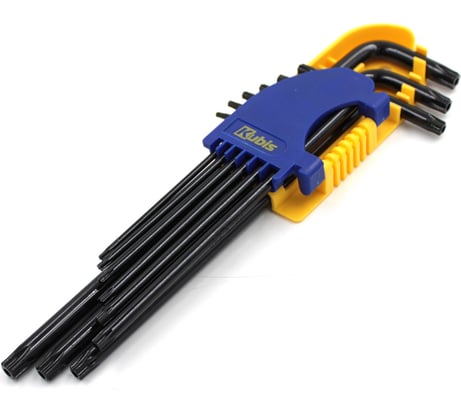 Ключи торцевые Kubis TORX 9 шт длинные, T10, T15, T20, T25, T27, T30, T40, T45, T50, CrV 02-08-9809