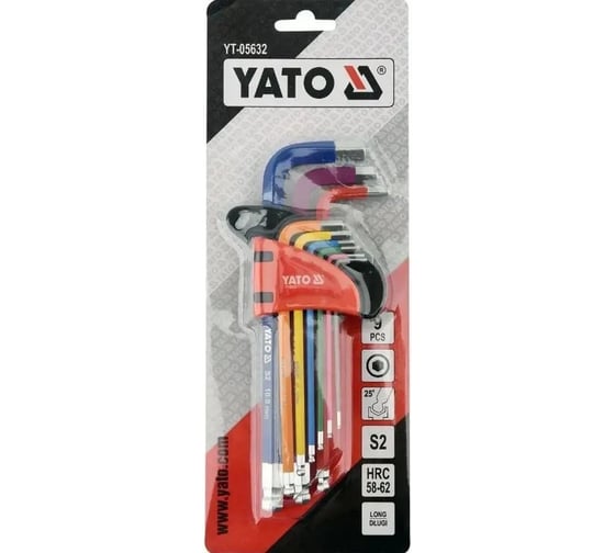 Набор ключей YATO HEX с шаром 1,5-10мм, 9шт YT-05632