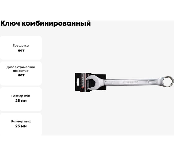 Ключ комбинированный с динамическим профилем Forsage 25мм на пластиковом держателе F-75525HD(27999)