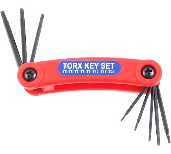 Набор шестигранных ключей TORX CNIC 2215 T5, Т6, Т7, Т8, Т9, Т10, Т15, T20 в пластиковом корпусе, 8 шт. 48766 1