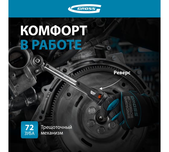 Динамометрический ключ GROSS 5-25 Нм, 1/4", CrV 14180