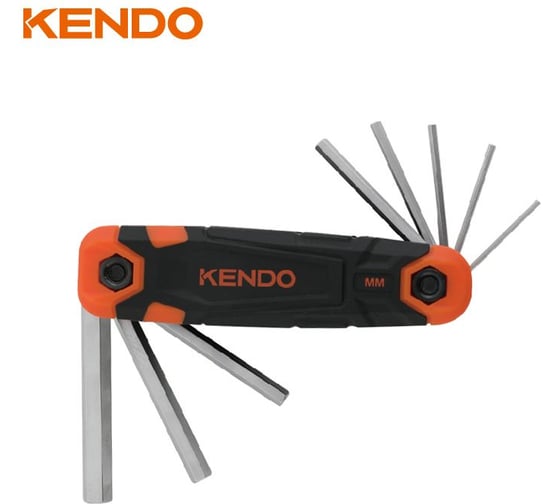 Набор складных шестигранных ключей KENDO 1.5, 2, 2.5, 3, 4, 5, 6, 8 мм 20717