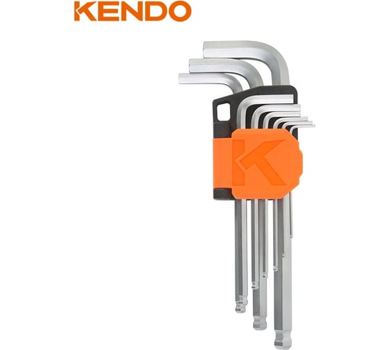 Набор удлиненных имбусовых ключей с шаром KENDO 9 шт. 20737
