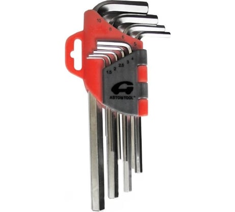 Набор шестигранных ключей ABTOMTOOL РROFFI 9 пр, DIN3124, CrV, средние 56109L