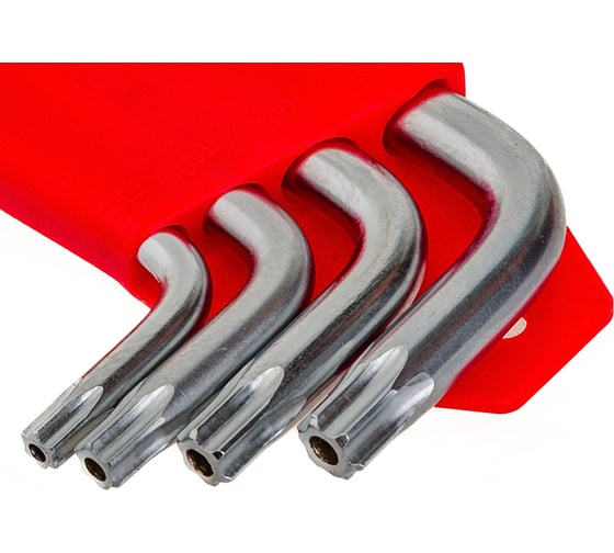 Набор ключей ABTOMTOOL РROFFI Torx, 9 пр, DIN3124, CrV, L-обр, с отверстием, большие 56309 XL