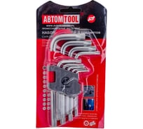 Набор ключей ABTOMTOOL РROFFI Torx, 9 пр, Т10-Т50 DIN3124, CrV, L-обр, с отверстием, малые 56309