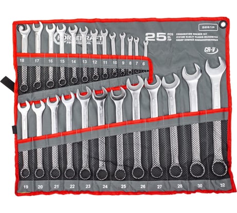 Набор комбинированных ключей Forcekraft 25 пр, на полотне FK-5261P(29935)