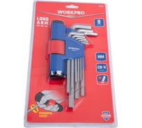 Набор шестигранных ключей WORKPRO 9 шт., с длинной Т-образной рукояткой (метрические) WP222027