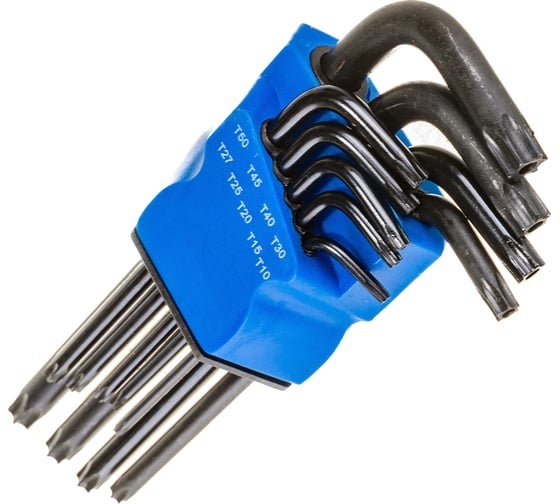 Набор ключей black TUNDRA TORX Tamper, удлиненные, CrV, TT10 - TT50, 9 шт. 2354403