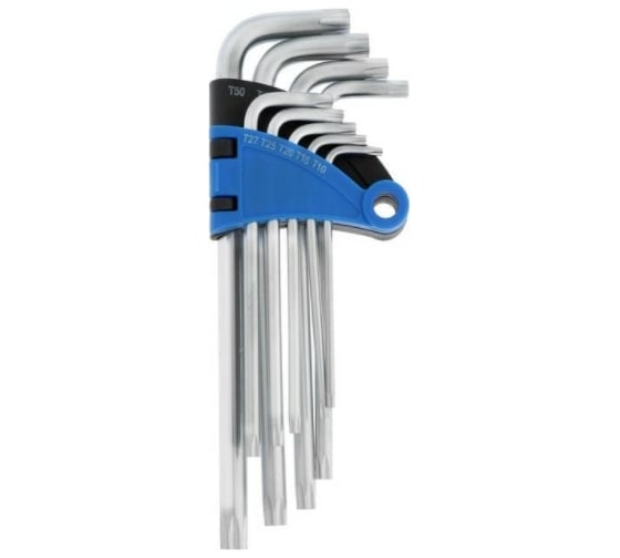 Набор ключей TUNDRA TORX Tamper, удлиненные, CrV, TT10 - TT50, 9 шт. 2354396