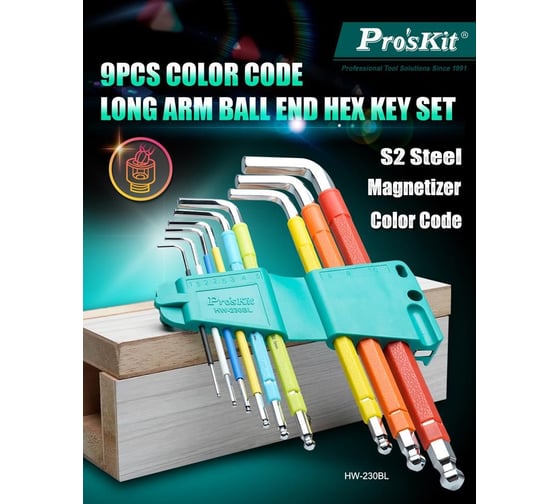 Набор разноцветных шестигранных ключей Pro'sKit HW-230BL 00451867
