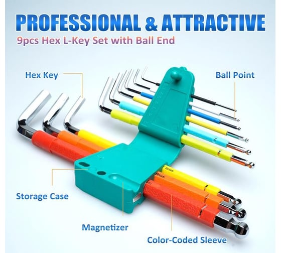 Набор разноцветных шестигранных ключей Pro'sKit HW-230BL 00451867