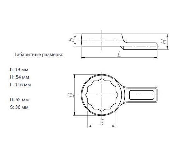 Ключ накидной односторонний Дело Техники (КГНО 36) 36 мм 518836