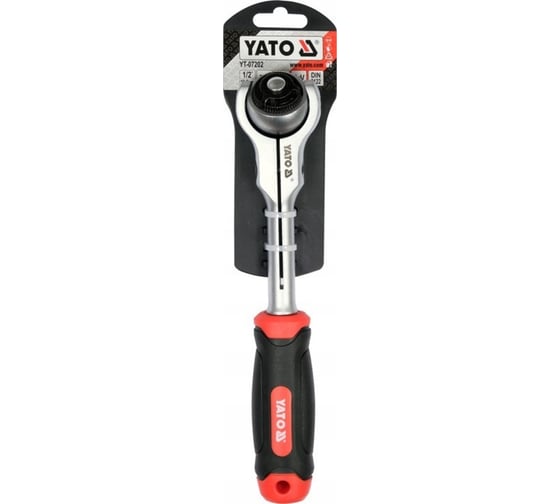 Трещотка с вращающейся головкой YATO 1/2", 255 мм, 72Т YT-07202