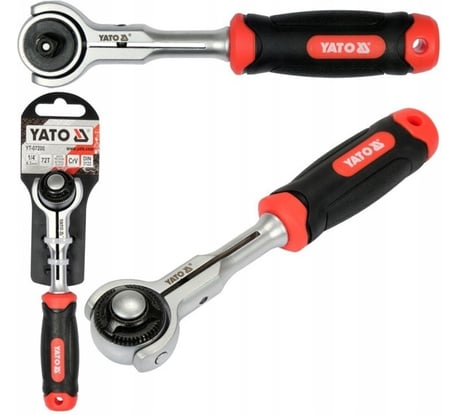 Трещотка с вращающейся головкой YATO 1/4", 145 мм, 72Т YT-07200
