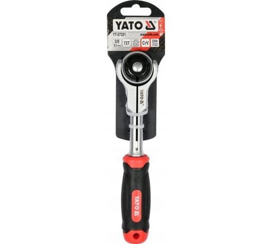Трещотка с вращающейся головкой YATO 3/8", 195 мм, 72Т YT-07201