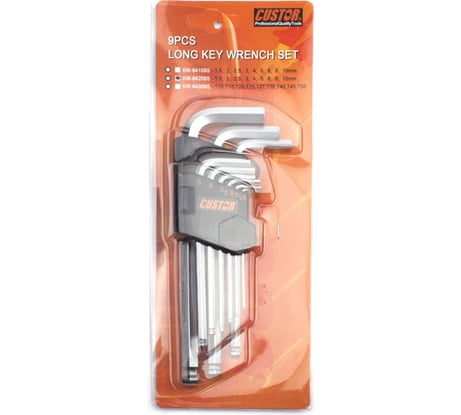 Набор Г-образных шестигранных ключей CUSTOR 9 предметов KW-64209S