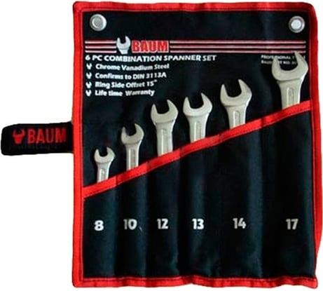 Набор комбинированных ключей BAUM 6 предметов, 8-17 мм 30-06M