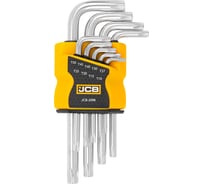 Набор Г-образных ключей TORX JCB Т10, Т15, Т20, Т25, Т27, Т30, Т40, Т45, Т50, 9 предметов JCB-5098(59315)