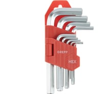 Набор имбусовых коротких шестигранных ключей HEX GREPP 1,5-10 мм 204-310
