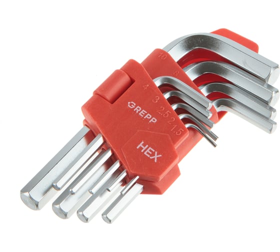 Набор имбусовых коротких шестигранных ключей HEX GREPP 1,5-10 мм 204-310