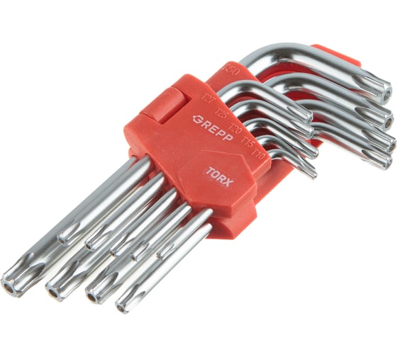Набор имбусовых коротких ключей Torx GREPP 9 шт., Т10-Т50, CrV 204-312