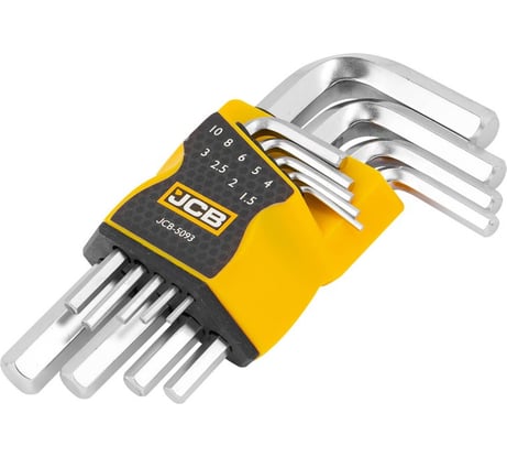 Набор Г-образных 6-гранных ключей JCB 9 пр. (1.5, 2, 2.5, 3-6, 8, 10мм) JCB-5093(59738)
