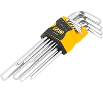 Набор Г-образных 6-гранных длинных ключей JCB 1.5, 2, 2.5, 3-6, 8, 10 мм, 9 предметов JCB-5093L(59739)