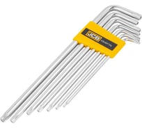 Набор Г-образных экстра длинных ключей TORX JCB 7пр. (Т10Н, Т15Н, Т20Н, Т25Н, Т27Н, Т30Н, Т40Н-с отверстием) JCB-5071TXL(59737)