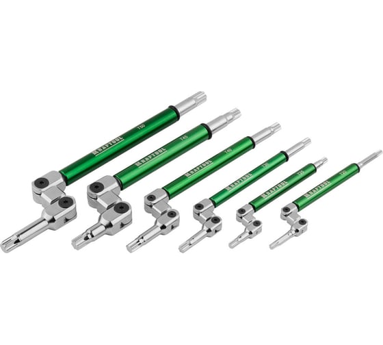 Набор имбусовых ключей Kraftool INDUSTRIE, Cr-Mo сталь, S2, шарнирная конструкция, TORX, 6шт, в чехле 27453-H6