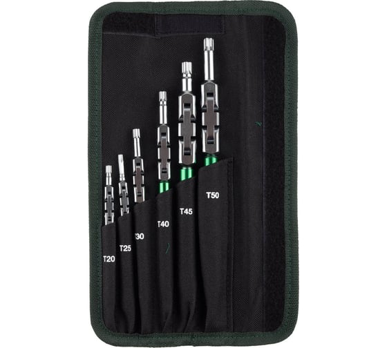Набор имбусовых ключей Kraftool INDUSTRIE, Cr-Mo сталь, S2, шарнирная конструкция, TORX, 6шт, в чехле 27453-H6