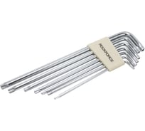 Набор ключей TORX Г-образных экстра длинных Rockforce с отверстием 7 предметов Т10Н-Т40Н в пластиковом держателе RF-5071TXL(5789)
