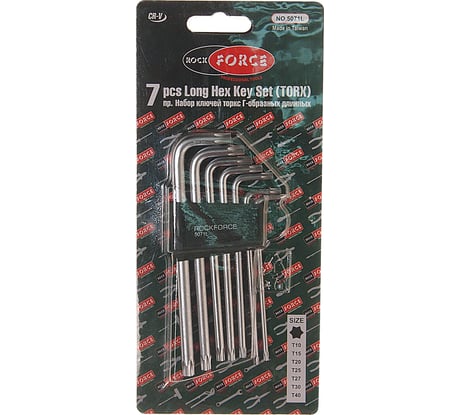Набор TORX Г-образных удлиненных ключей ROCKFORCE T10-T40 7пр. RF-5071L RF-5071L(5718)
