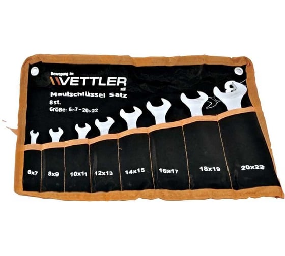 Набор рожковых ключей VETTLER 8пр 6-22мм сумка MsS8RT