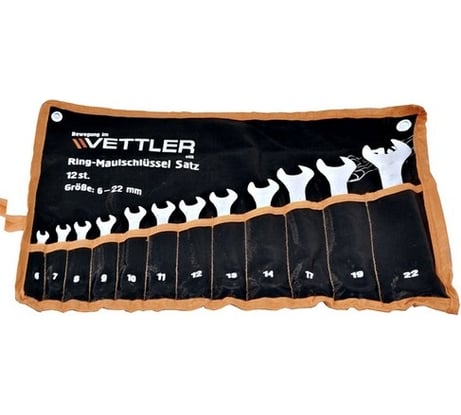 Набор комбинированных ключей VETTLER 12пр 6-22мм сумка RmsS12RT