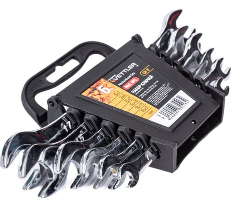 Набор рожковых ключей VETTLER 6пр 6-17мм пласт, держатель MsS6PL