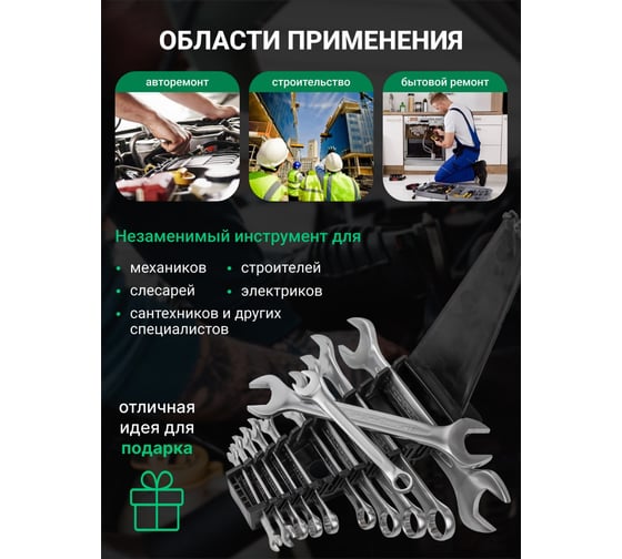 Набор комбинированных и рожковых ключей ROCKFORCE 12пр. RF-5198 47182