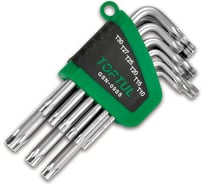 Набор Г-образных ключей TOPTUL TORX T10-T50 короткие, 9 предметов GSN-09SS