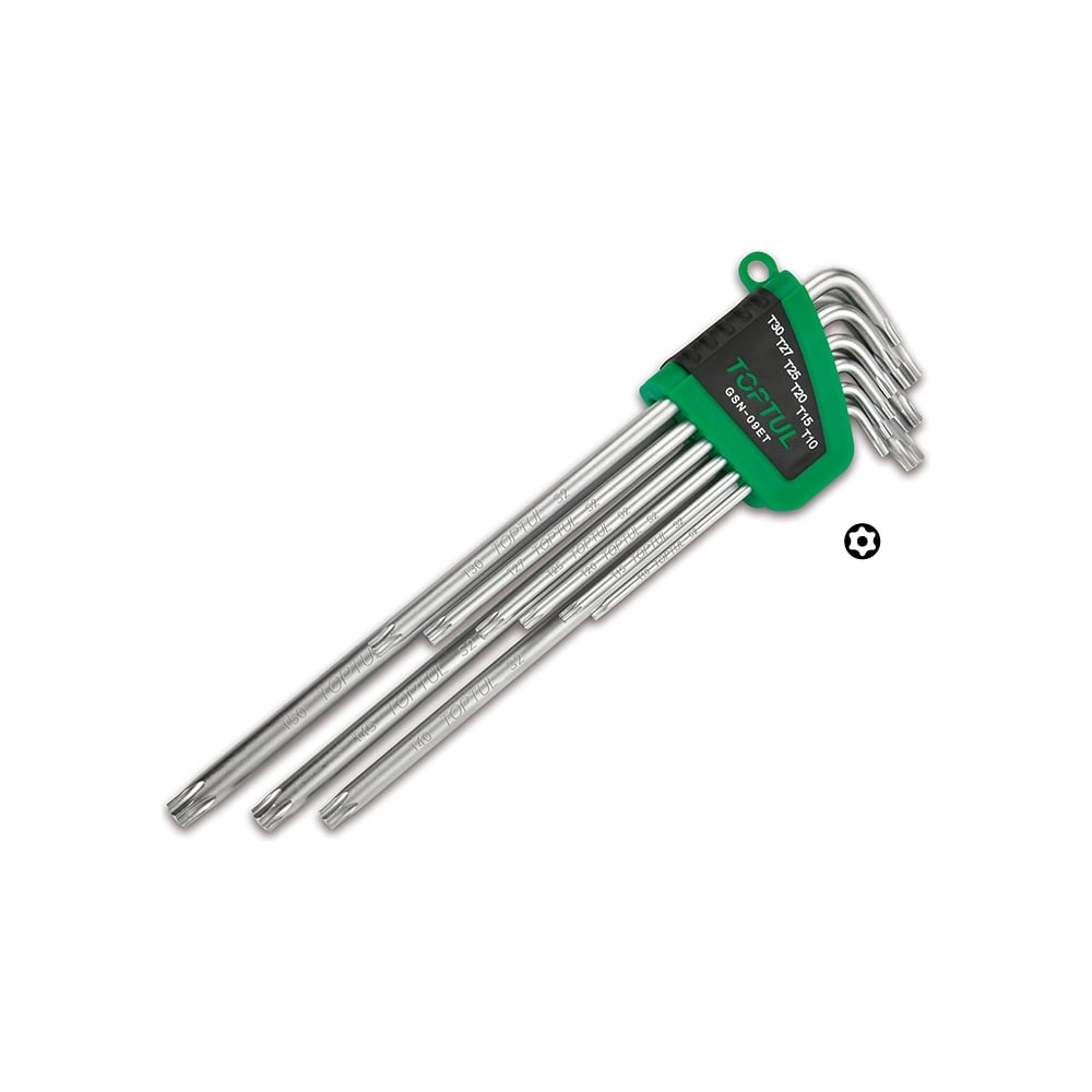 Набор Г-образных ключей TOPTUL TORX T10-T50 экстрадлинные с отверстием ...