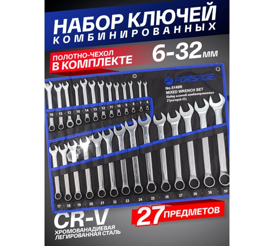 Набор комбинированных ключей Forsage 27 предметов F-5149R(47120)