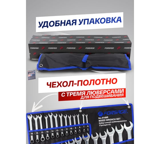Набор комбинированных ключей Forsage 27 предметов F-5149R(47120)