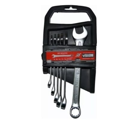 Набор комбинированных ключей BAUM в пластиковом держателе, 6 предметов, 8мм -17мм, эконом класс 33-06MP