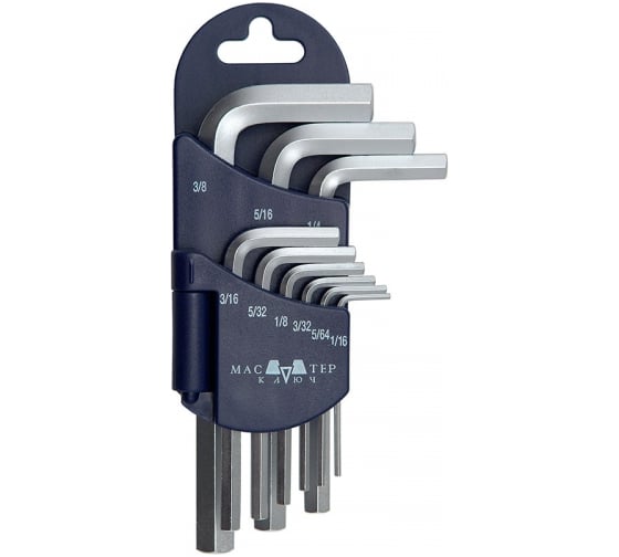 Набор торцовых ключей МАСТЕР КЛЮЧ CV 9 предметов HEX 1/16"-3/8" кассета МК517112 1