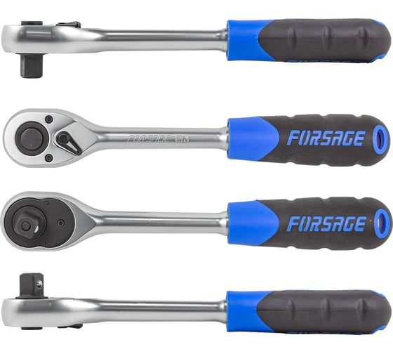 Реверсивная трещотка Forsage с резиновой ручкой 1/2"L-260мм, 45зуб F-80243(15769)