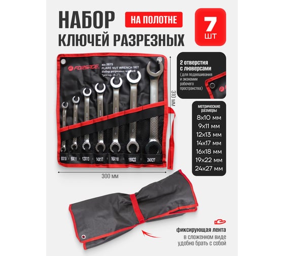 Набор разрезных ключей Forsage 7 пр, на полотне F-5075(47330)