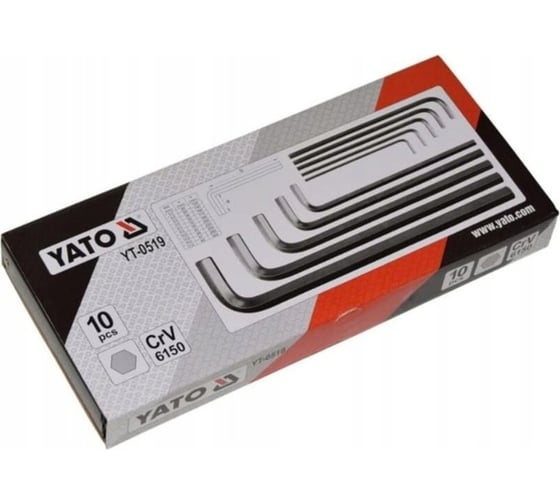 Набор шестигранных ключей YATO 3,0-17мм, CrV, 10 шт YT-0519