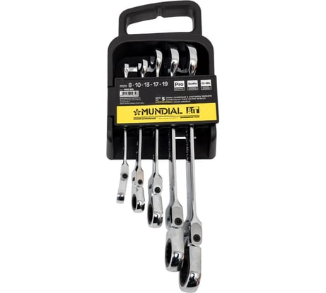 Набор комбинированных ключей с трещоткой и шарниром Mundial 8, 10, 13, 17, 19 мм 1056.905